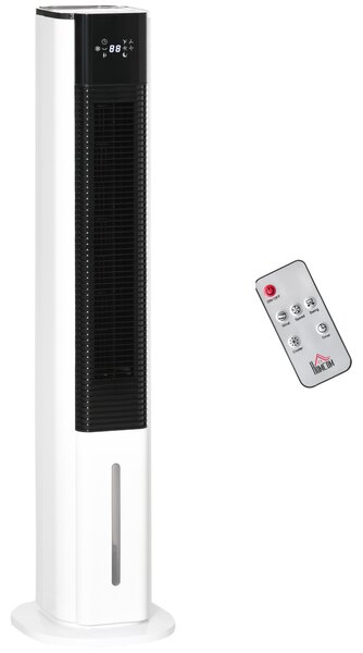 HOMCOM Portable Air Cooler 42", Evaporative Ice Cooling Fan, Humidifier, Water Conditioner w/ 3 Modes, Remote Control, Timer, White Aosom UK