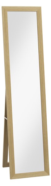 HOMCOM Full Length Wall Mirror w/ Anti-Slip Pads & Wood-Effect Frame for Bedroom, Hallway or Lounge, 155 x 40 cm, Natural Aosom UK