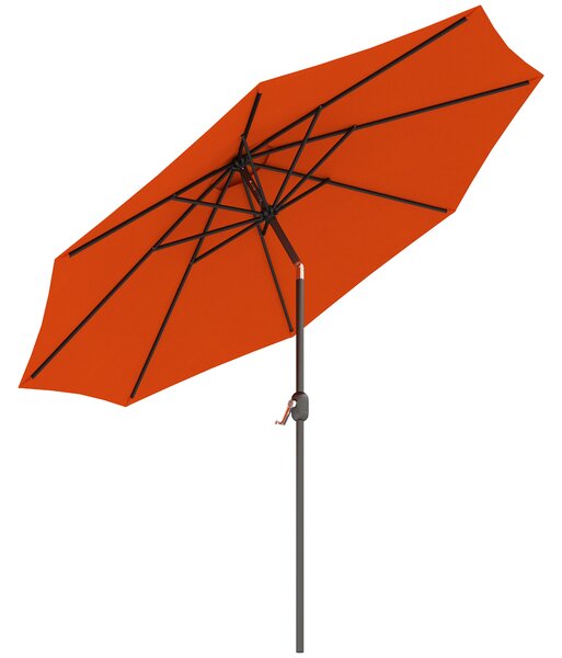Outsunny 3(m) Garden Parasol Umbrellas, Outdoor Sun Shade with 8 Ribs, Tilt and Crank Handle for Balcony, Bench, Garden, Orange