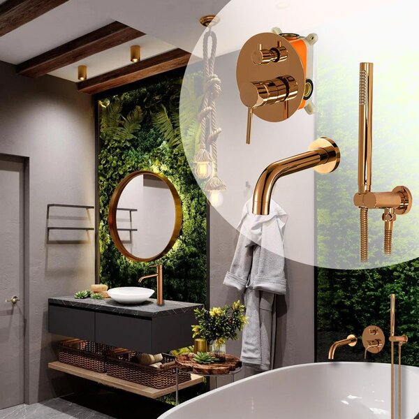 Wall Mounted Bath faucet Rea Lungo Copper + BOX