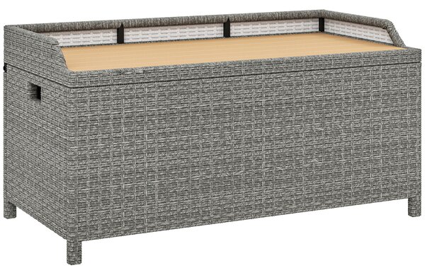 Outsunny 130 L Rattan Garden Storage Box, with Seat - Grey