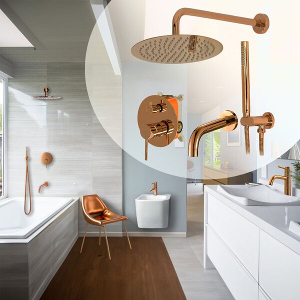 Built-in shower set Rea Lungo Copper + BOX