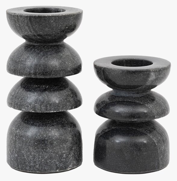 Lapis Marble Candlestick in Grey, Set of 2