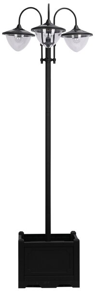 Outsunny 189cm 3-head Solar Lamp Post, Street Light with Planter, Automatic-on, 6 Hour Max Outdoor Ready LED Lighting, Black