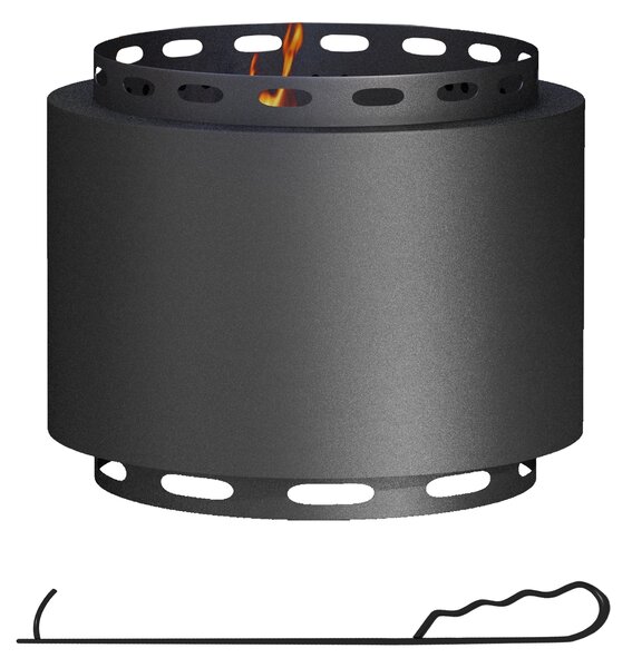 Outsunny Smokeless Fire Pit, 48.5cm Portable Wood Burning Firepit with Poker for Garden Camping Bonfire Party, Metal, Black