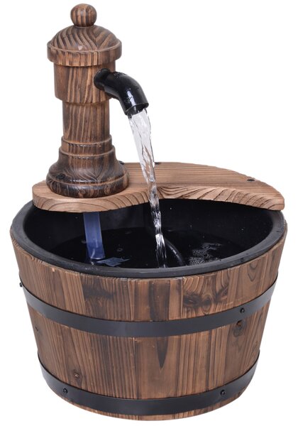 Outsunny Fir Wood Garden Water Features W/ Flower Planter, Φ27x37H cm Aosom UK