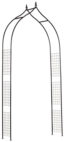 Outsunny Steel Frame Backyard Metal Pergola for Plants & Trellis Garden Arch Black Aosom UK