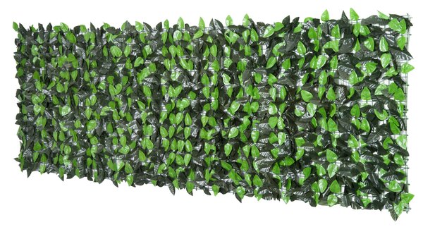 Outsunny Artificial Leaf Hedge Screen Privacy Fence Panel for Garden Outdoor Indoor Decor 3M x 1M Light Green and Dark Green Aosom UK