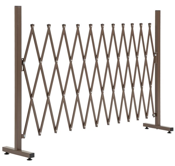 Outsunny Expanding Trellis Fence Freestanding Movable Fence Foldable Garden Screen Panel Aluminum, 300cm x 103.5 cm, Dark Brown
