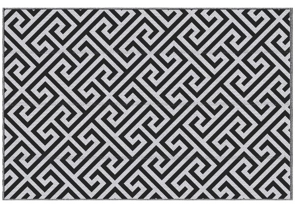 Outsunny 152 x 243 cm(5x 8ft) Outdoor Rug Reversible Mat Plastic Straw Rug Portable RV Camping Mat for Garden Deck Picnic Indoor, Black & White