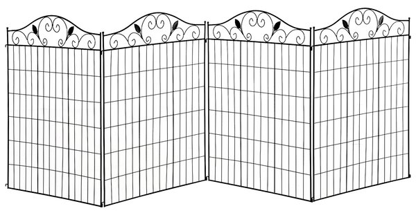Outsunny Decorative Fence Panels Adjustable Angle Decorative Garden Screens Easy Installation 44in x 12ft, Black Aosom UK