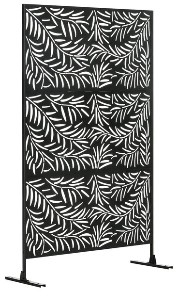 Outsunny Outdoor Privacy Screen w/ Stand & Ground Stakes, 6.5FT Metal Outdoor Divider, Decorative Privacy Panel for Garden Branch Style Aosom UK