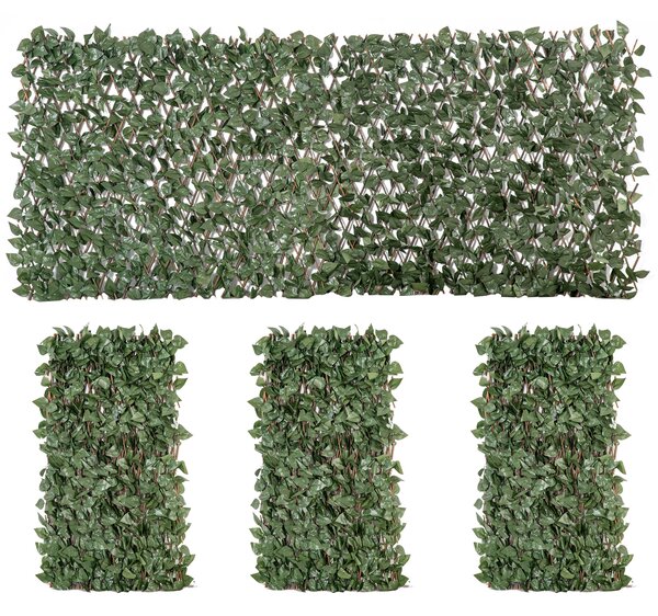Outsunny 4 Pieces Expanding Trellis Fence, 2m x 1m Artificial Plant Fence, Decorative Trellis Garden Telescopic Hedge Privacy Screen Aosom UK