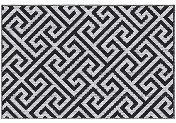 Outsunny Reversible Outdoor Mat: Portable Plastic Straw Rug for RVs, Gardens & Decks, Black & White, 121x182 cm Aosom UK