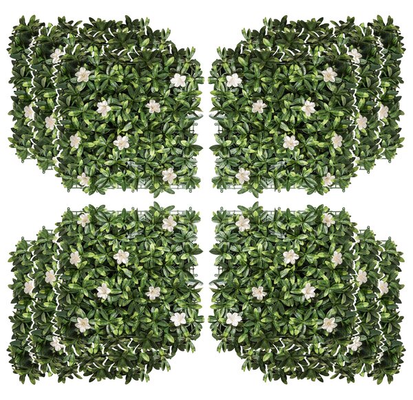 Outsunny 12PCS Artificial Boxwood Wall Panels 20" x 20" Rhododendron Privacy Fence Screen Faux Hedge Greenery Backdrop for Garden Aosom UK