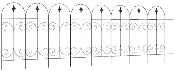 Outsunny 8-Panel Metal Garden Fencing, Rustproof Picket Fence for Flower Beds & Borders, Black Aosom UK