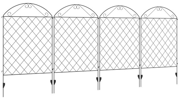 Outsunny Decorative Fence, 43in x 11.5ft Outdoor Picket Panels, 4PCs Rustproof Metal Wire Landscape Flower Bed Border Edging, Black Aosom UK