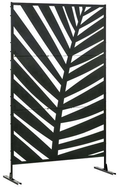 Outsunny 6.5ft Decorative Garden Screen, Metal Garden Screen with Stand and Ground Stakes for Garden Patio Aosom UK