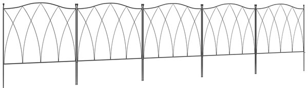 Outsunny Garden Fencing: Rustproof Metal Picket Panels, Landscape Edging & Animal Barrier, Set of 5, Black Aosom UK