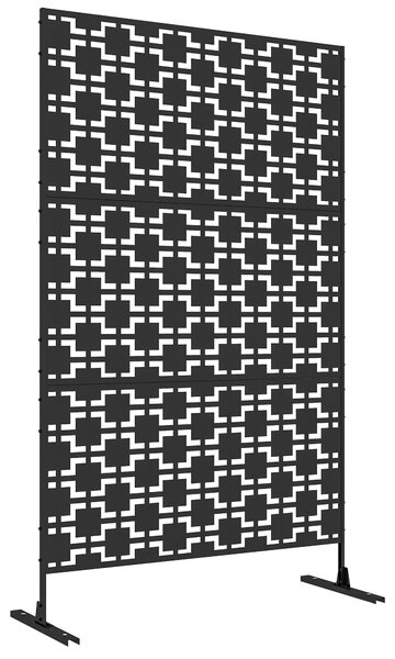 Outsunny Metal Decorative Privacy Screen Outdoor Divider, Black Grid Aosom UK