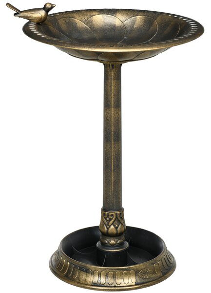 Outsunny 72cm Tall Antique Bird Bath for Garden, Vintage Style Birdbath with Bird Decoration and Flower Planter Base, Bronze Tone