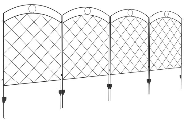 Outsunny Steel Garden Fence Panels: Decorative Picket Fencing for Outdoor Installation, Set of 4, Black Aosom UK