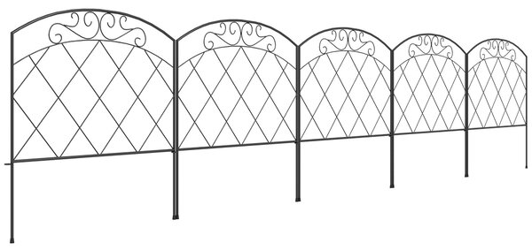 Outsunny 3m Decorative Metal Garden Fence - Diamond and Swirl Pattern Aosom UK