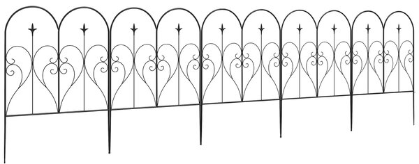Outsunny Garden Decorative Fences, Heart-shaped Garden Trellis Panels, Landscape Flower Bed Border Edging, Set of 5, Black Aosom UK