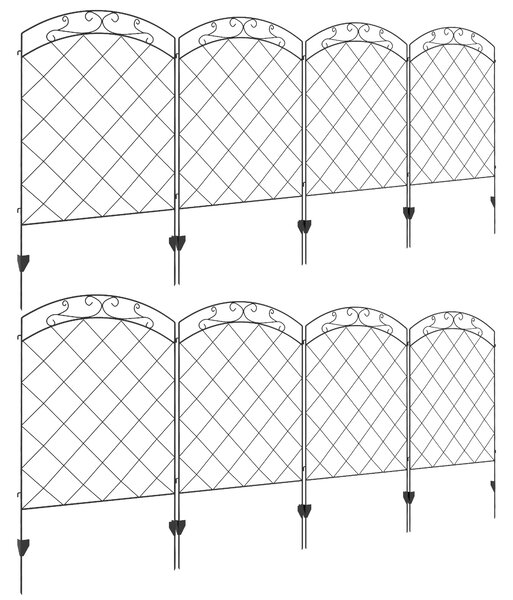Outsunny Decorative Garden Fencing, 43in x 11.4ft Picket Fence Panels, 8PCs Rustproof Steel Wire Landscape Flower Bed Border Edging Aosom UK