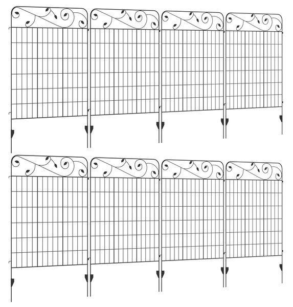 Outsunny Decorative Garden Fencing, 8PCs 43in x 23ft Outdoor Picket Fence Panels, Rustproof Metal Wire Landscape Flower Bed Edging Animal Aosom UK