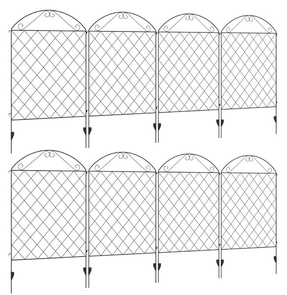 Outsunny Decorative Garden Fencing, 43in x 23ft Outdoor Picket Fence Panels, 8PCs Rustproof Metal Wire Landscape Flower Bed Border Aosom UK