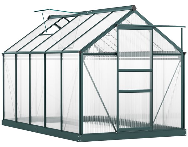 Outsunny Aluminium Frame Greenhouse Large Walk-In Greenhouse Garden Plants Grow Galvanized Base w/ Slide Door (10ft x 6ft) Aosom UK
