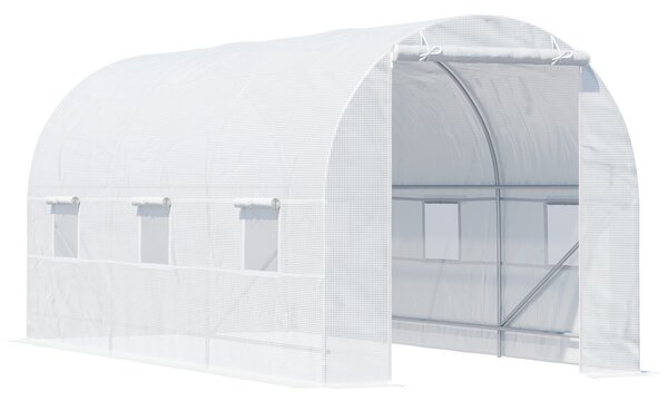 Outsunny 4.5 x 2 x 2 m Tomato Greenhouse, Large Vegetable Tunnel, Walk-In Patio Greenhouse Outdoor, White Aosom UK
