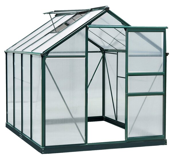 Outsunny Large Walk-In Greenhouse Aluminium Frame Greenhouse Garden Plants Grow Galvanized Base w/ Slide Door, 6 x 8 ft