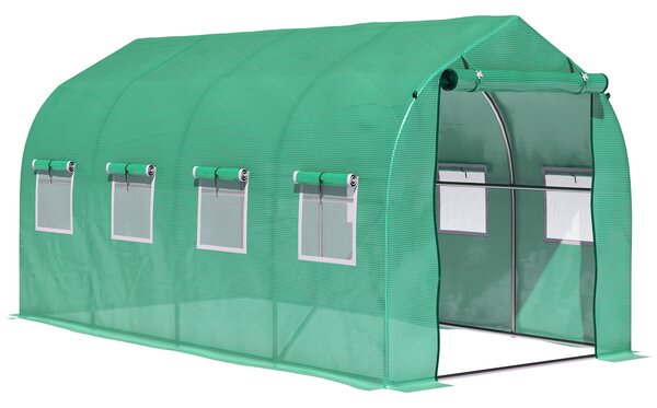 Outsunny Galvanised Frame Polytunnel Greenhouse with Windows and Door for Garden, Backyard (4 x 2M) Aosom UK