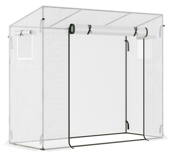 Outsunny 200x76x168cm Walk-in Garden Greenhouse Patio Lean to Hot House, Plants Flowers Herbs Tomato Grow w/ Steel Frame Door Window Patio Aosom UK