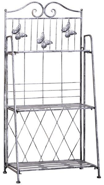 Outsunny Indoor Outdoor Freestanding 3-Tier Garden Plant Stand Metal Flower Display Rack for Potted Plants Balcony Décor 44L x 25W x 96H cm Aosom UK