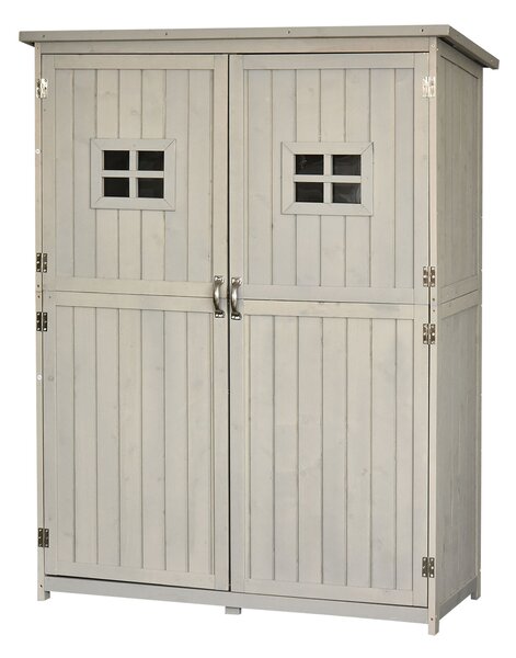 Outsunny Wooden Garden Shed Tool Storage with Two Windows, Outdoor Storage Cabinet for Tools & Equipment, 127.5x50x164cm Aosom UK