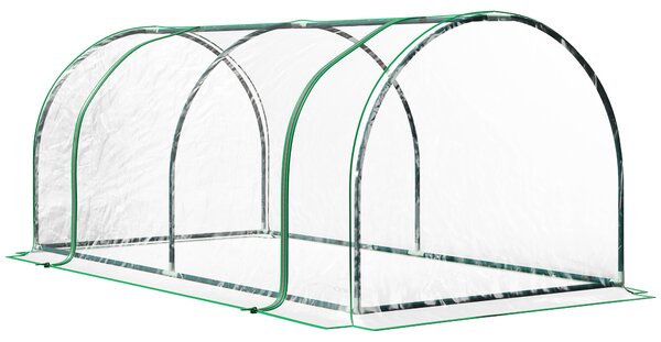 Outsunny Transparent Grow House: Steel-Framed Tunnel Greenhouse with PE Cover, 200 x 100 x 80 cm Aosom UK