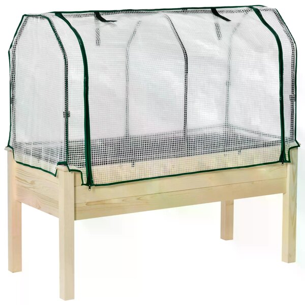 Outsunny Outdoor Elevated Wood Planter Box for Herbs and Vegetables Raised Garden Bed with PE Greenhouse Cover, Use for Patio, Backyard Aosom UK