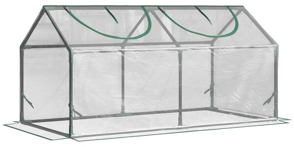 Outsunny Mini Greenhouse Portable Flower Planter Tomato Vegetable House for Garden Backyard with Zipper 120 x 60 x 60 cm, Clear