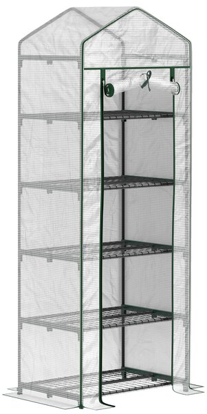 Outsunny 193cm Five Shelf Mini Greenhouse - White