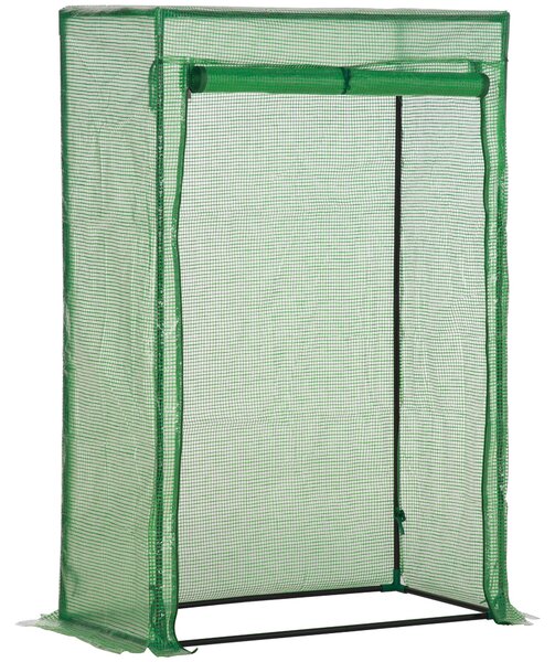 Outsunny 100 x 50 x 150cm Greenhouse Steel Frame PE Cover with Roll-up Door Outdoor for Backyard, Balcony, Garden, Green Aosom UK