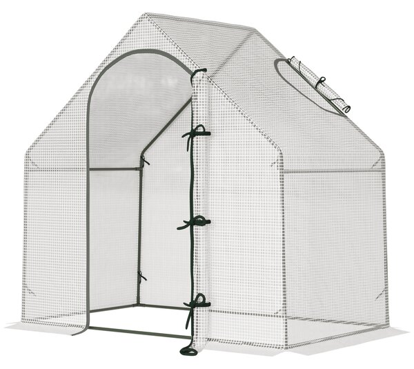 Outsunny Walk-In Greenhouse Vegetable Plant herb Garden Grow House w/ Window Roll-Up Door Steel Frame All-Year, 180x100x168cm, White Aosom UK