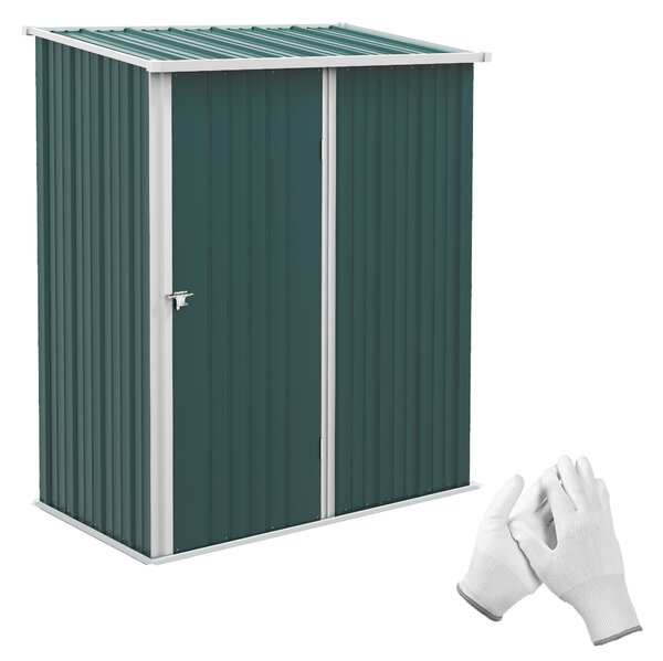 Outsunny Garden Storage Shed, 5x3 ft Metal Shed w/ Single Door and Sloped Roof for Garden, Patio, Lawn, Green Aosom UK