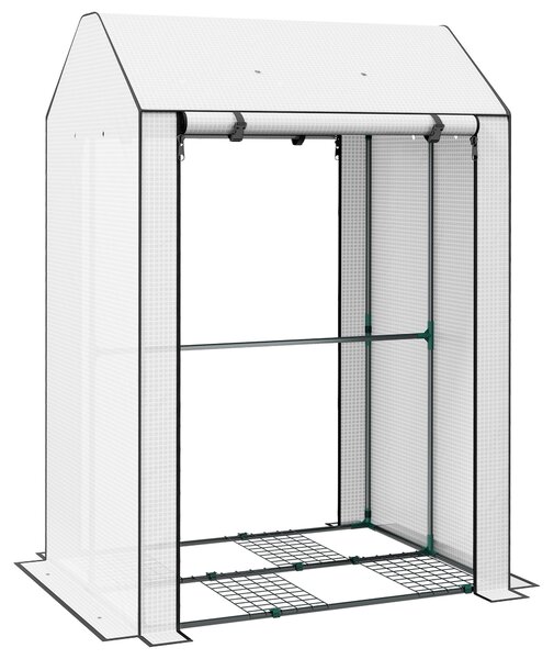 Outsunny Mini Greenhouse with 4 Wire Shelves Portable Garden Grow House Upgraded Tomato Greenhouse with Roll Up Door and Vents, 100 x 80 x
