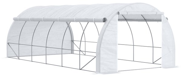 Outsunny 6 x 3 x 2 m Polytunnel Greenhouse, Walk in Pollytunnel Tent w/ Steel Frame, Reinforced Cover, Zippered Door & 8 Windows for Garden Aosom UK