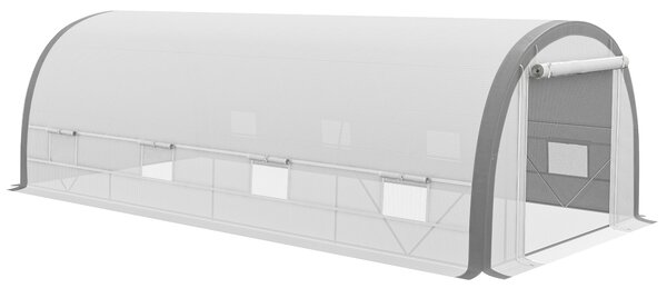 Outsunny Greenhouse for Seedlings Polytunnel with 15 Plant Labels, White Aosom UK