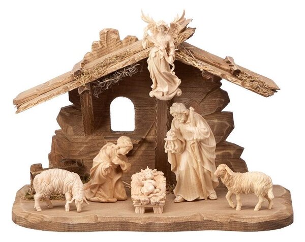 Tyrolean wooden Nativity scene with 7 figures