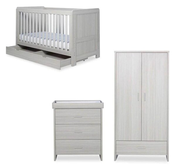 Ickle Bubba Pembrey Furniture Set Under Drawer Ash Grey 3 pcs - Fibre Mattress